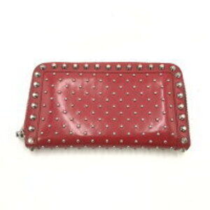 Prada zip logo Long triangle wallet studs red